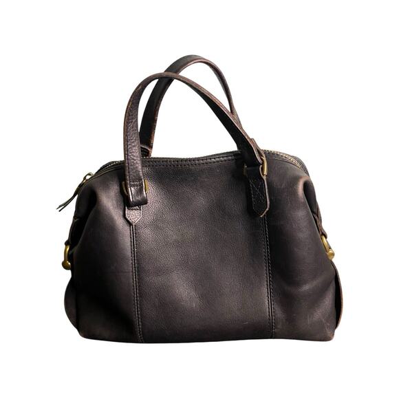 Madewell Leather Handbag Purse Black Top Handle Satchel - Picture 5 of 16